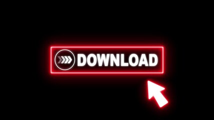 Glowing neon line mouse cursor animation pointing towards download button in looping with transparent background. Up and down arrow moving on business arrow text dollar. - Powered by Adobe