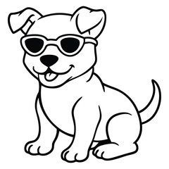 Cute Puppy Sitting (Black and White)