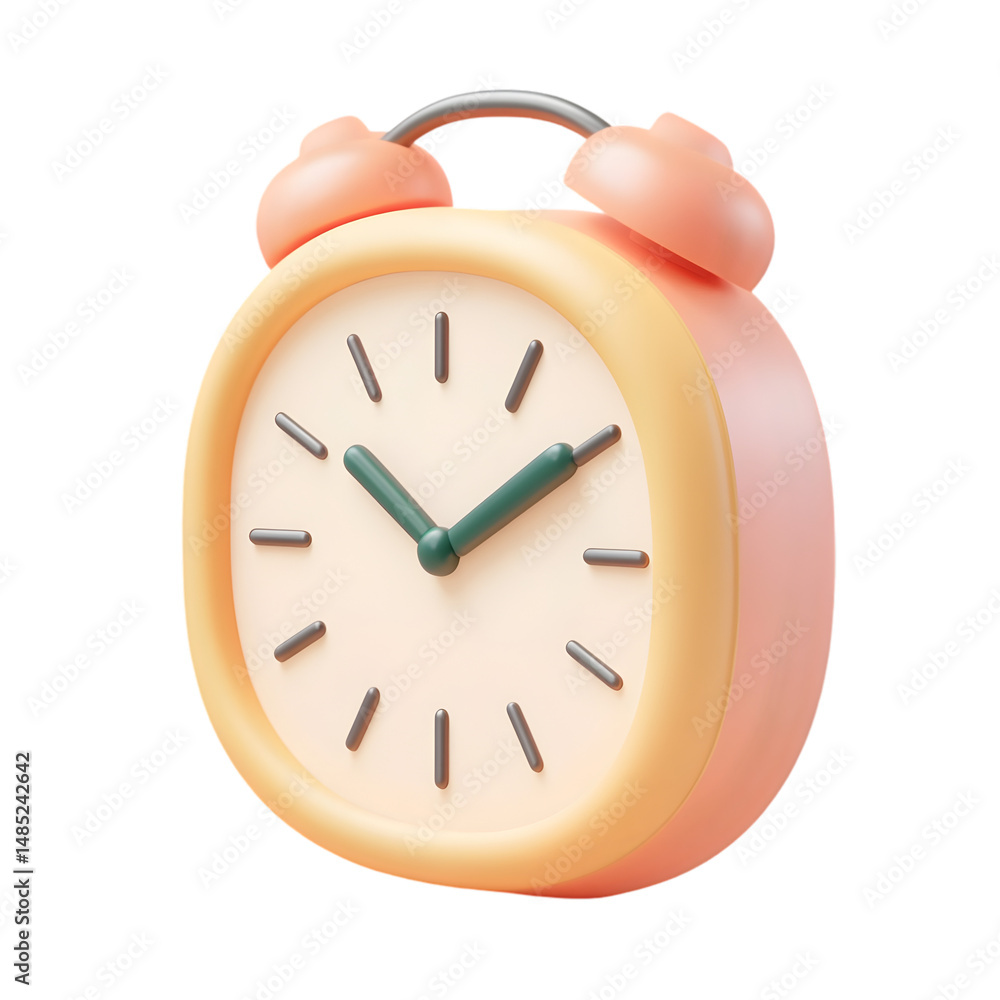 Aufkleber digitally rendered image of a pastel-colored alarm clock. the clock's face displays a specific time.