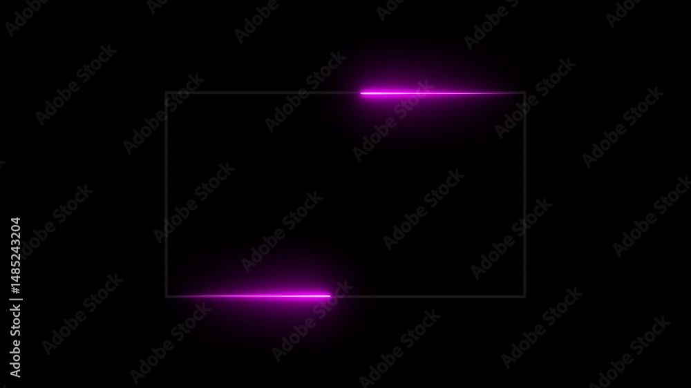 Poster glowing neon line rectangles square glowing border, alpha channel, seamless loop vertical video anim