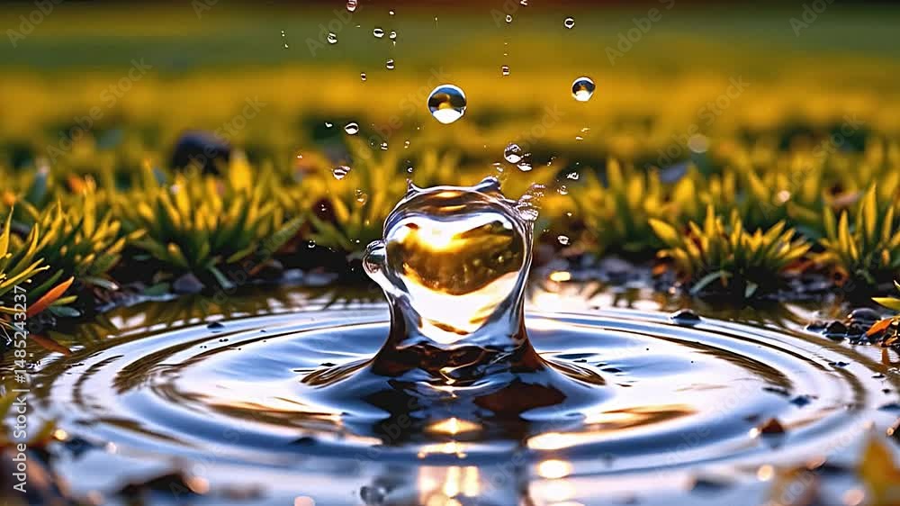 Aufkleber serene captivating scene of single water droplet mid-air captured as it gracefully splashes small pu