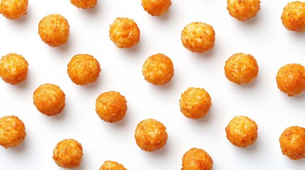 Top down view of golden Italian Arancini rice balls white background crispy stuffed cheese and ragu perfect for culinary photography and food advertising cut out on isolated transparent background