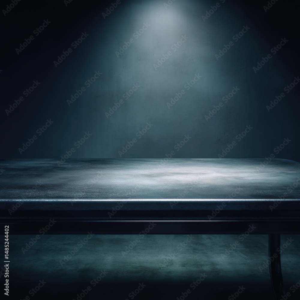 Aufkleber dark moody product display table with spotlight on concrete wall studio shot for showcasing presenta
