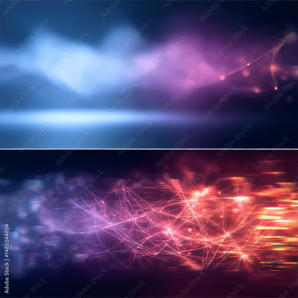 Poster Abstract Digital Network: Blue and Red Light Trails with Interconnected Lines
