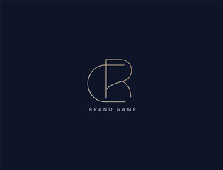 letter cr minimalist initials, rc logo design, cr simple line style logo
