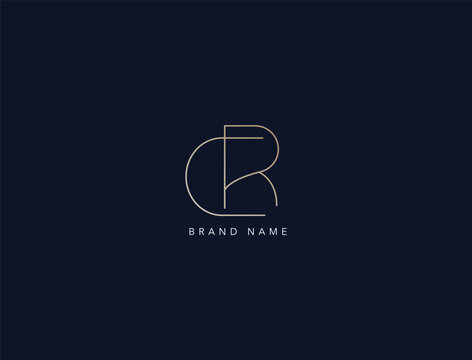 Fototapeta letter cr minimalist initials, rc logo design, cr simple line style logo