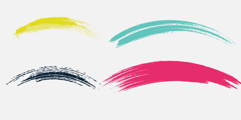 Brush strokes vector. yellow, blue, dark blue, backgrounds. Colorful set of text boxes. Paintbrush collection. Dirty brush texture banners.