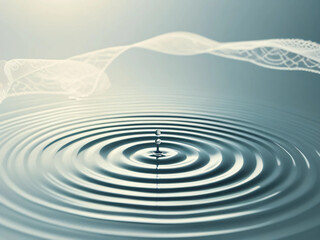 A droplet splashes lightly, creating radiant ripples.