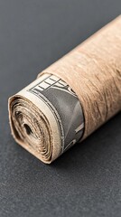 Rolled Weathered Paper Currency Showing Fiber and Fold Detail