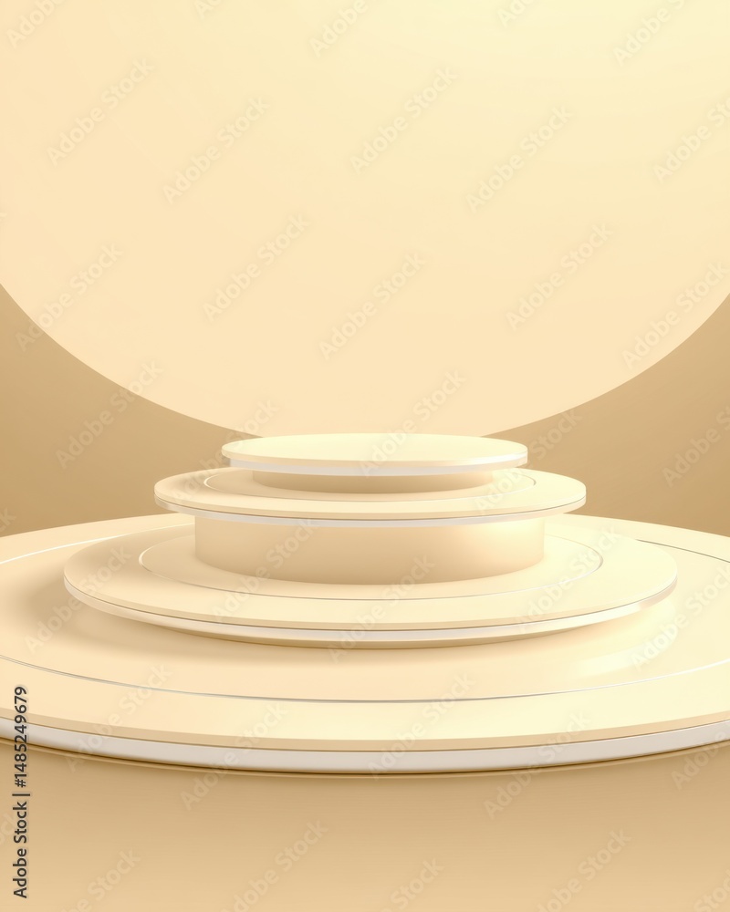 Poster Beige Product Display Stand Showcase Podium Presentation Platform Studio Shot Minimalist Style Mockup Space