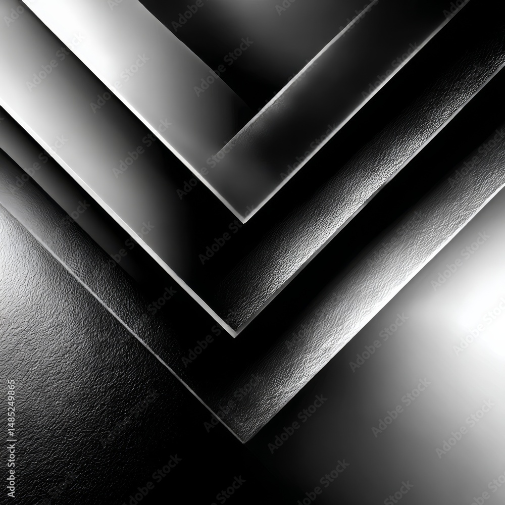 Poster monochrome abstract: geometric v-shapes and textured surfaces in a high-contrast minimalist design.