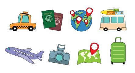 Travel Essentials Icon Set vector illustration
