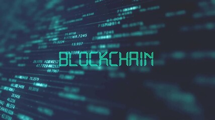 binary code  blockchain on blue background - Powered by Adobe