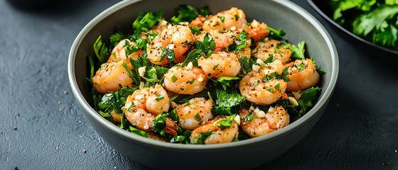 Quick and easy stir-fried shrimp with garlic and herbs, minimal cooking, fresh and vibrant dinner idea