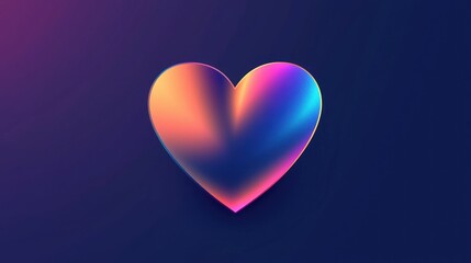Gradient-colored, 3D heart on dark background