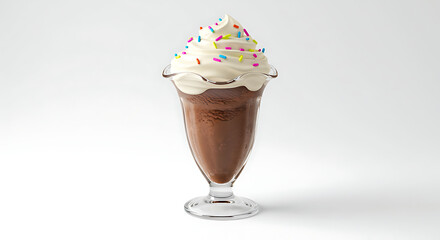 Chocolate sundae delight with colorful sprinkles