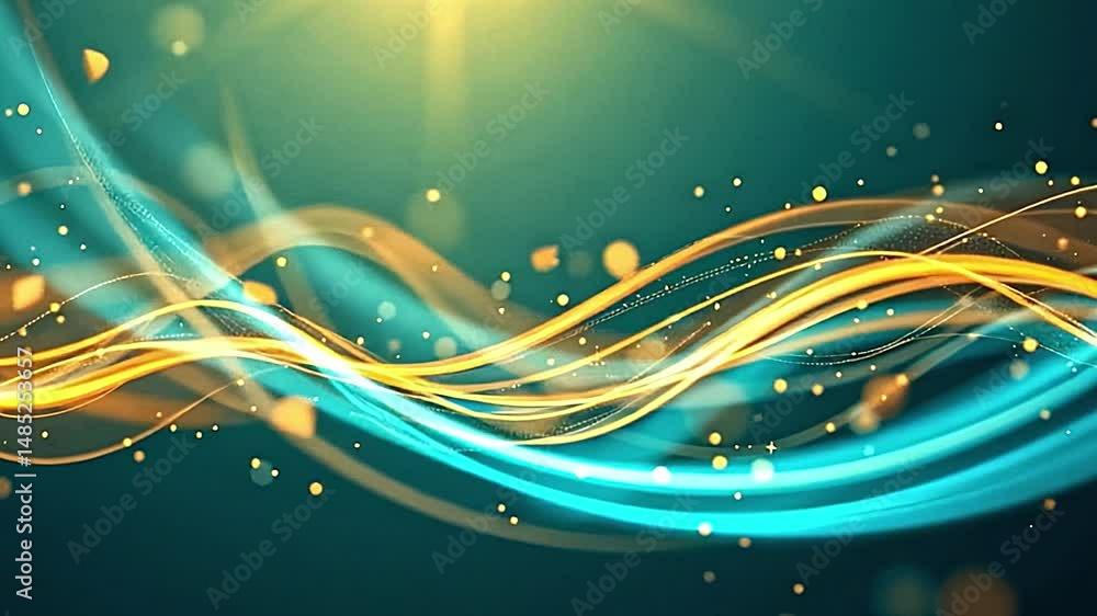 Aufkleber visually captivating design featuring flowing vibrant lines shades of orange teal set against dark g