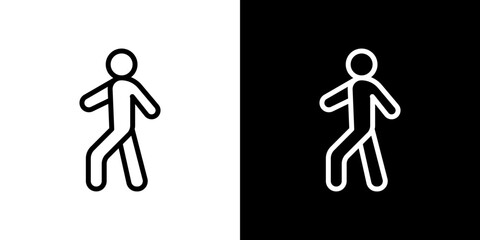 Walking icon line art, vector set