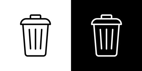 Trash icon line art, vector set