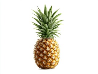 Fototapeta premium Pineapple fruit still life studio shot isolated on white background vibrant tropical food ingredient healthy eating