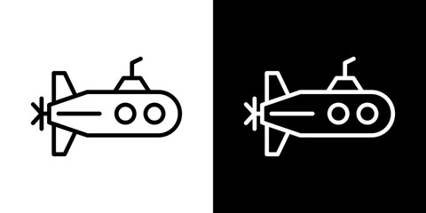 Submarine icon line art, vector set