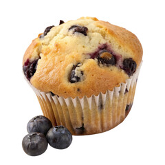 Delicious Blueberry Muffin with Fresh Berries isolated PNG or Transparency Background