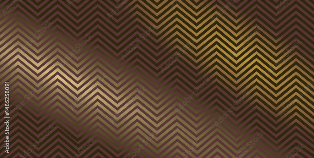 Aufkleber repetition of geometric planes, zigzag lines and the play of gold brown gradient colors that create 