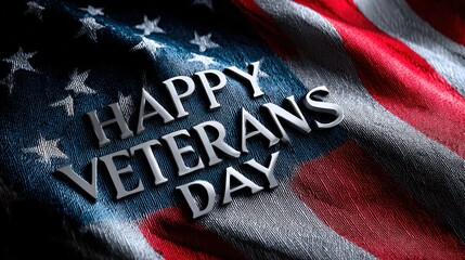 American flag with 'Happy Veterans Day' text overlay.