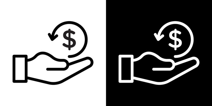 Refund icon line art, vector set