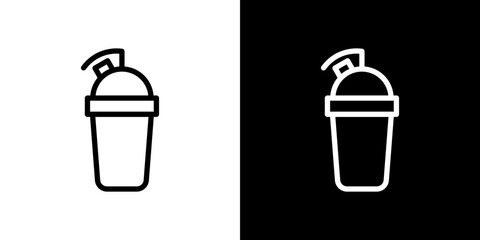 Protein shake icon line art, vector set