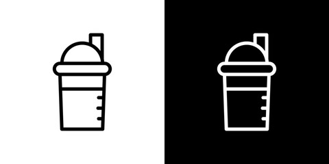 Protein shake icon line art, vector set
