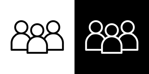 People group icon line art, vector set