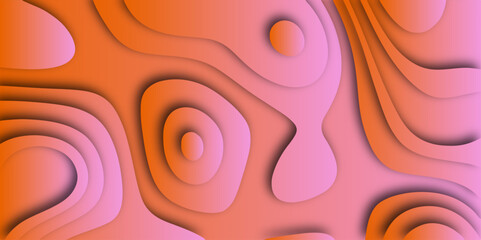 Abstract realistic light brown papercut decoration textured for vector illustration. Abstract colorful 3D multi layer paper cut liquid geometric pattern topography background.