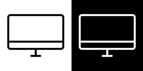 Monitor icon line art, vector set
