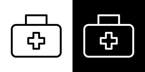 Obraz premium Medical aid kit icon line art, vector set