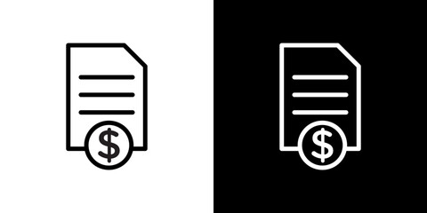 Invoice payment icon line art, vector set
