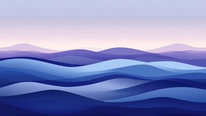 Abstract Blue and Purple Wave Hills Landscape