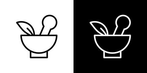 Herbal medicine icon line art, vector set