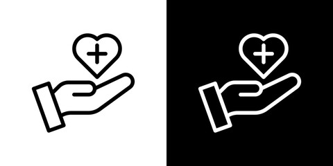 Health insurance icon line art, vector set