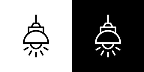 Hanging light icon line art, vector set