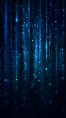 Abstract Blue Digital Light Streams Over A Dark Blurred Background with Sparkle and Glow
