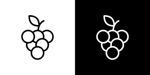 Grapes icon line art, vector set