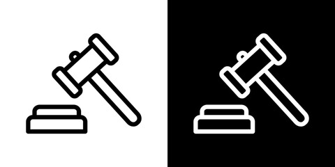 Gavel icon line art, vector set