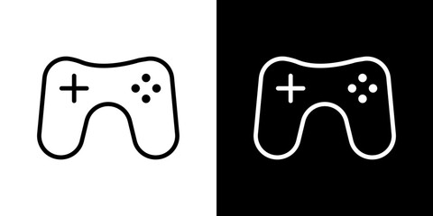 Game controller icon line art, vector set