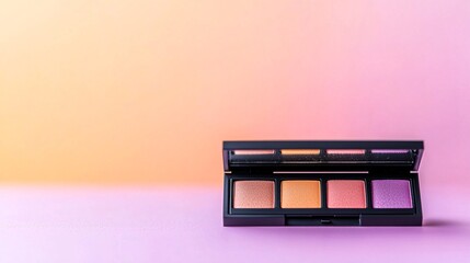 Shimmering Eyeshadow Palette on Pink Background