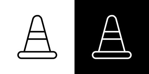 Construction cone icon line art, vector set