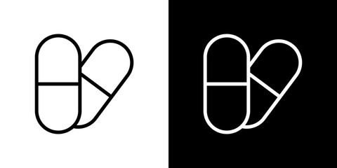 Capsule icon line art, vector set