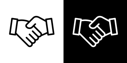 Business deal icon line art, vector set