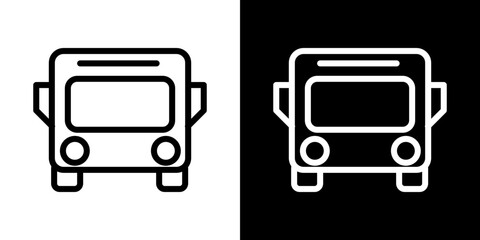 Bus icon line art, vector set