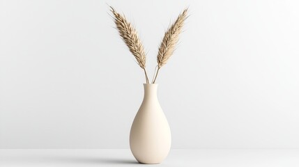 Minimalist Vase with Dried Grass on Clean Surface in Modern Interior Setting